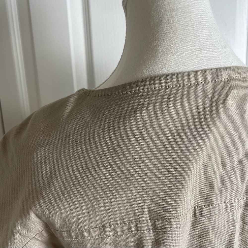 Apostrophe Belted Blazer Jacket Women’s L Beige Cotton Canvas Statement Buttons - Picture 11 of 16